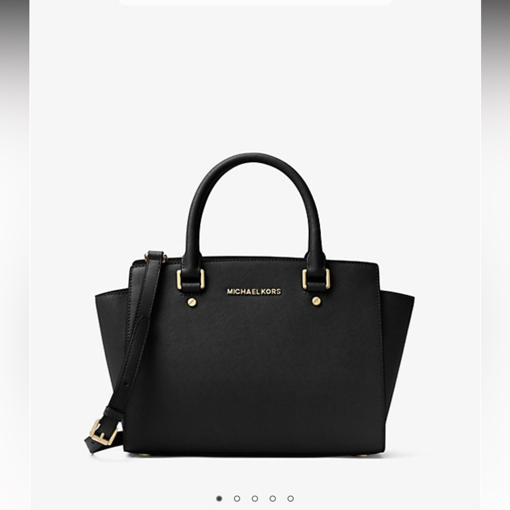 Michael Kors Medium Selma Saffiano leather satchel bag black